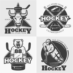 hockey logo bundle, hockey team design elements, hockey all stars team, editable layered cricut cut file svg png jpeg