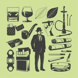 clouds of elegance bundle: the sophisticated world of the british smoker, editable layered cricut cut file svg png jpe