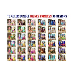 36 designs tumbler bundle disney princess png, disney png, princess tumbler png, princess png, princess disney png, auro