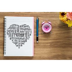 mother, caring, inspiring, patient, selfless, wise, gentle, beautiful, brave, giving, cricut design space cut file svg