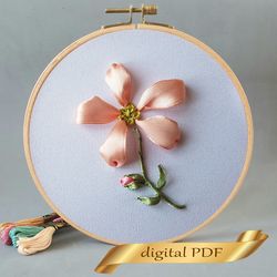 Flower pattern pdf ribbon embroidery, Easy embroidery DIY, ribbon embroidery design