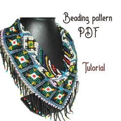 Beading Pattern Pdf. Necklace Kerchief Huichol. Tutorial Step By Step
