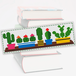 Cross stitch bookmark pattern Cactus, Modern embroidery pattern, Cacti bookmark cross stitch, Digital