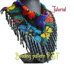Beading Pattern Pdf. Necklace Kerchief Flowers. Tutorial Step By Step