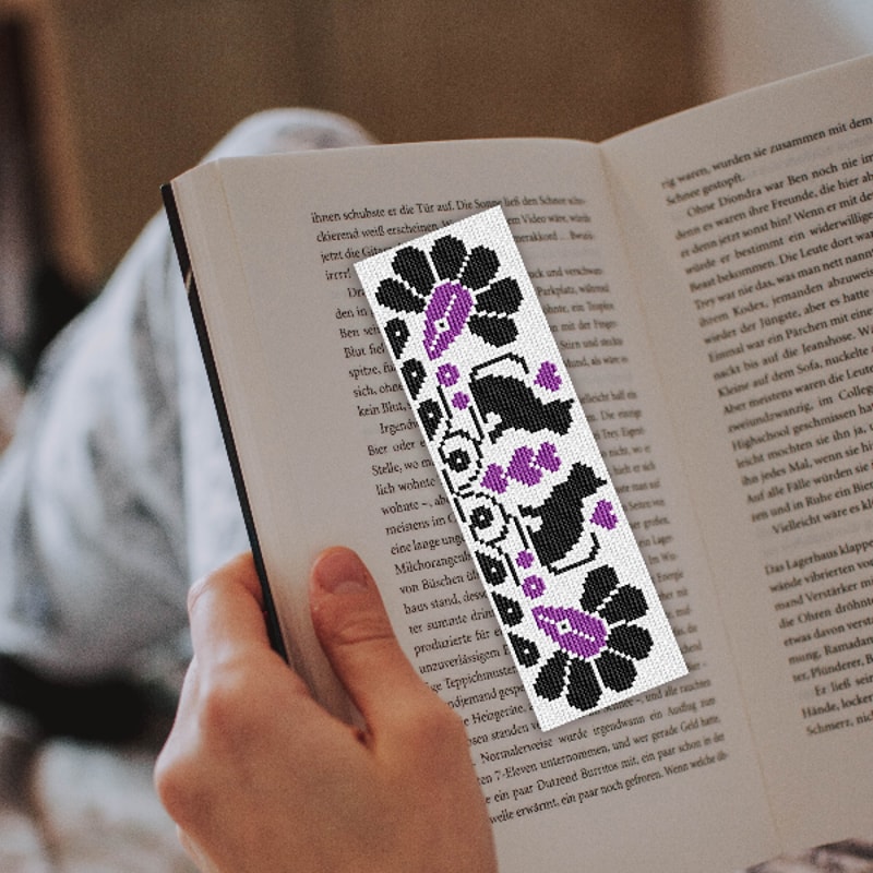 cross stitch bookmark pattern Cats one color