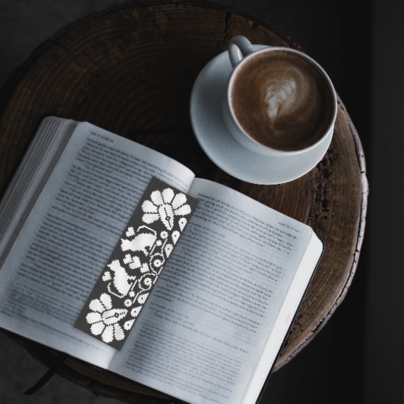 cross stitch bookmark pattern monochrome