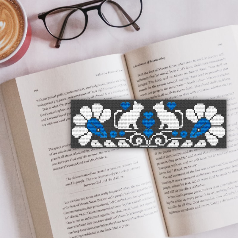 digital cross stitch bookmark cat