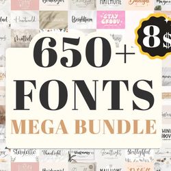 mega 600 plus font bundle, font bundle, handwritten font, calligraphy font, script font, cricut, procreate, canva