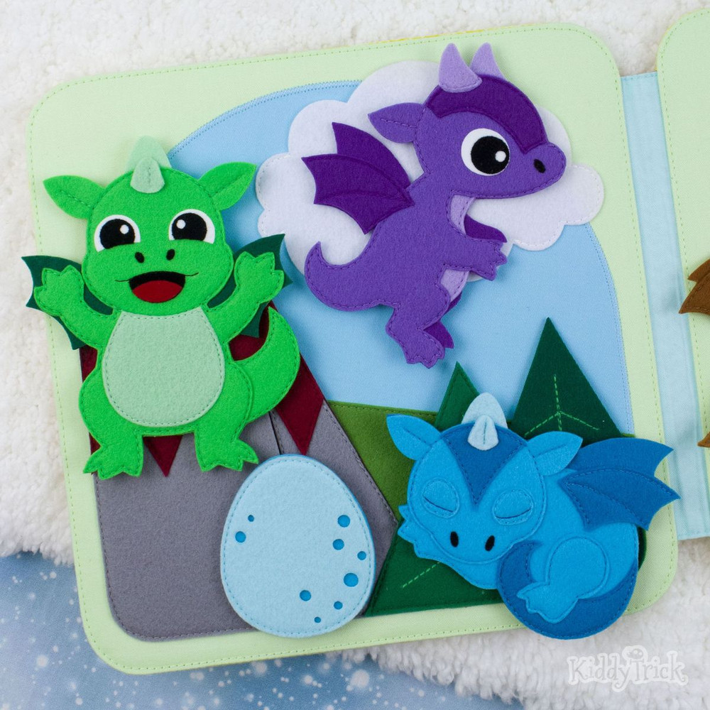 3 felt dragons