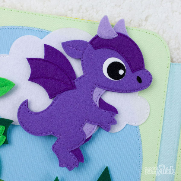 Flying felt purple dragon