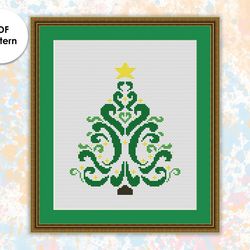 Christmas cross stitch pattern CH003 xmas tree- holidays cross stitch pattern, xstitch chart PDF, lettering embroidery