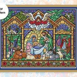 christmas cross stitch pattern ch015 stained glass cross stitch pattern, xstitch chart pdf holidays xstitching