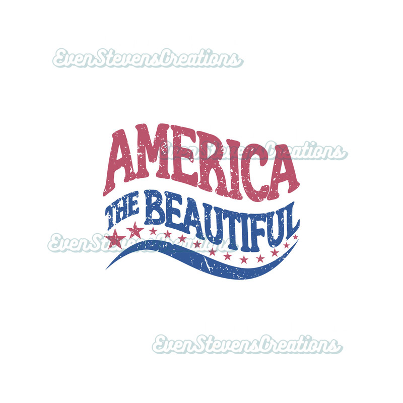 America the beautiful USA July 4 wavy text red blue distressed retro popular best seller trending png svg sublimation design download - 1.jpg