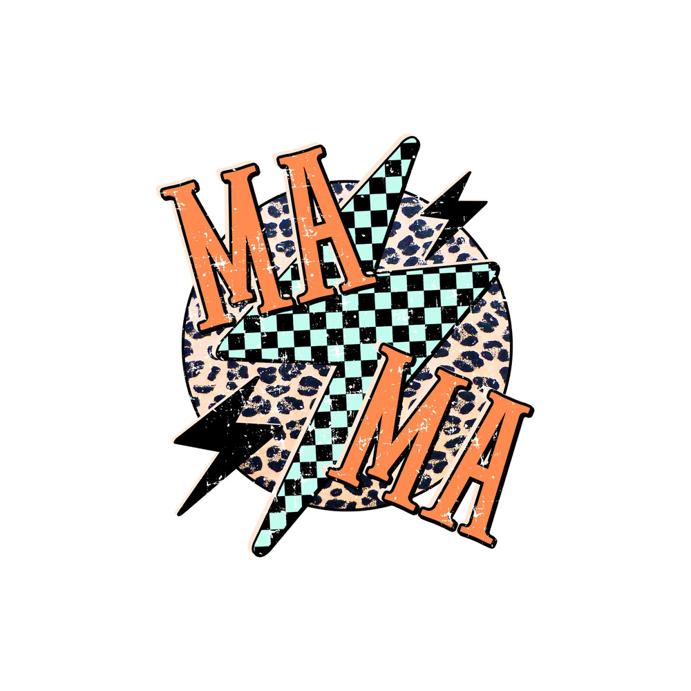 Mama rock mom lightning bolt retro checker teal orange popular best seller png sublimation design download - 1.jpg