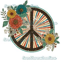 retro boho peace sign flowers popular best seller png sublimation design download
