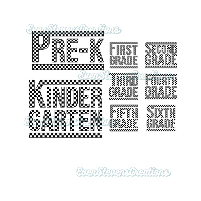 Retro checkered style back to school grade Pre-K to sixth bundle popular best seller trending png svg sublimation design download - 1.jpg
