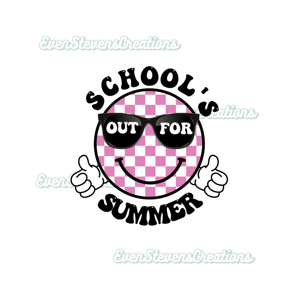 Schools out for summer front back pocket smiley retro checkered pink sunglasses popular best seller png sublimation design download - 3.jpg