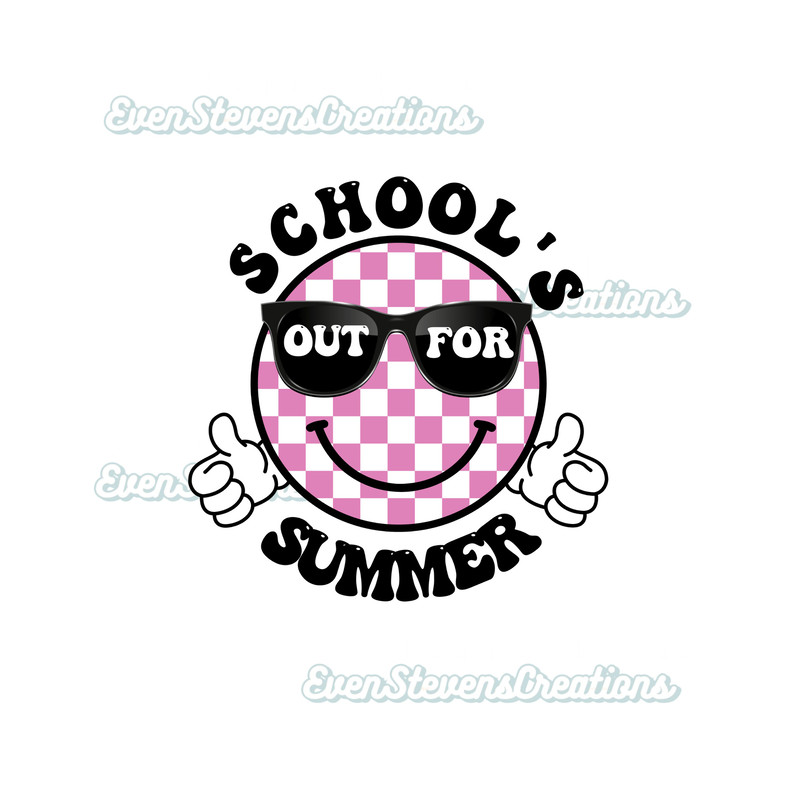 Schools out for summer front back pocket smiley retro checkered pink sunglasses popular best seller png sublimation design download - 3.jpg