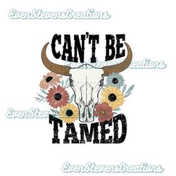 western cant be tamed cow bull skull flowers popular best seller png sublimation design download