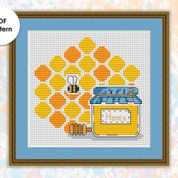 Cross stitch pattern OP002 honey jar cross stitch pattern, xstitch chart PDF, modern cross stitching, instant download