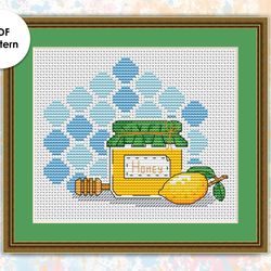 Cross stitch pattern OP003 honey lemon cross stitch pattern, xstitch chart PDF, modern cross stitching, instant download