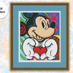 Cross stitch pattern DO001 Mickey Mouse cross stitch pattern, xstitch chart PDF, modern cross stitching