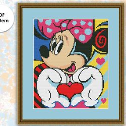 Cross stitch pattern DO002 Minnie Mouse cross stitch pattern, xstitch chart PDF, modern cross stitching