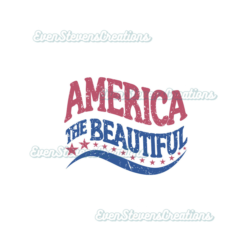 America the beautiful USA July 4 wavy text red blue distressed retro popular best seller trending png svg sublimation design download - 1.jpg