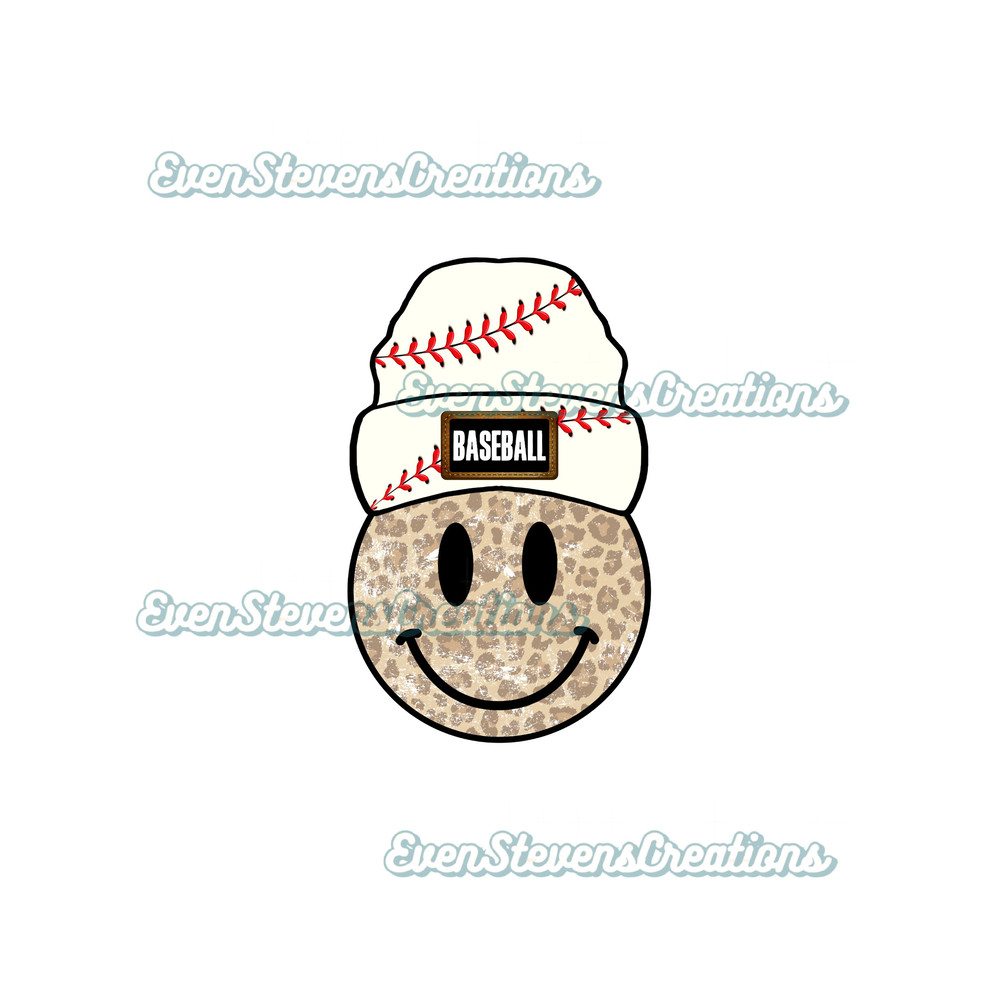 Baseball beanie smiley face leopard cheetah print sports popular best seller png sublimation design download - 1.jpg
