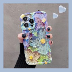 Laser Blue Light Flowers Phone Case For iPhone 14 Pro Max 11 12 13 Pro Max Luxury Shockproof TPU Soft Silicone Cover