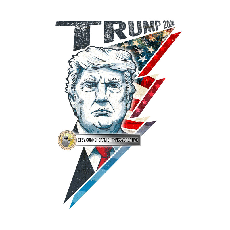 Trump 2024 PNG file, Sublimation Designs Download, Digital, Lightning, Bolt - 1.jpg