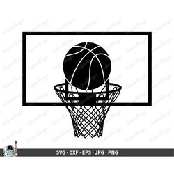 basketball hoop svg  clip art cut file silhouette dxf eps png jpg  instant digital download