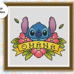 cross stitch pattern do015 ohana cross stitch pattern, xstitch chart pdf, modern cross stitching