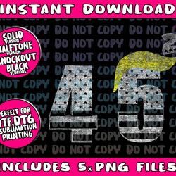 45 squared 2 donald trump 2024 for second term png bundle, trending png, popular printable