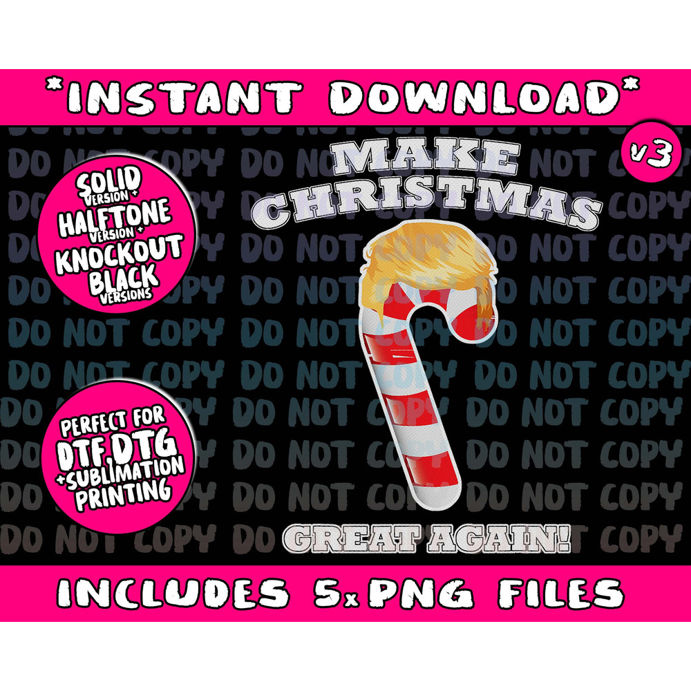 Make Christmas Great Again Holiday Candy Cane Tee Trump Hair Png Bundle, Trending Png, Popular Printable - 1.jpg