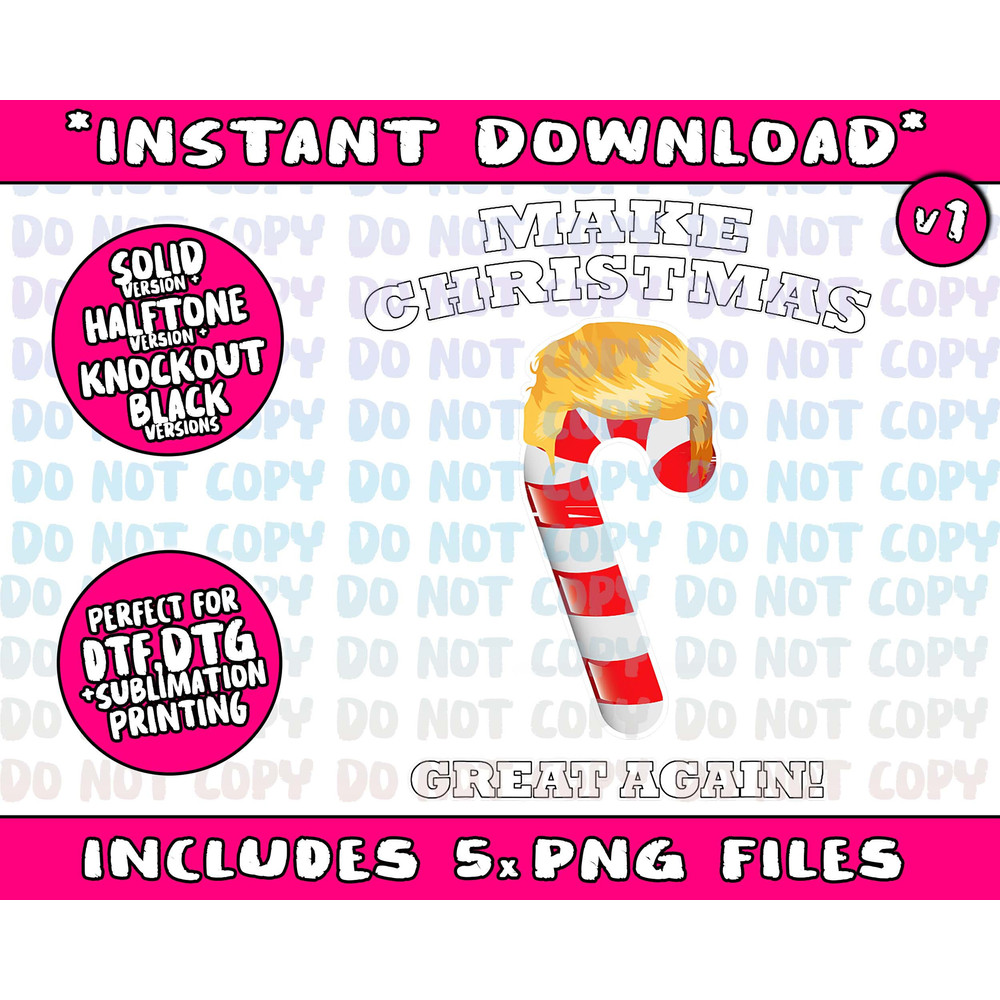 Make Christmas Great Again Holiday Candy Cane Tee Trump Hair Png Bundle, Trending Png, Popular Printable - 2.jpg