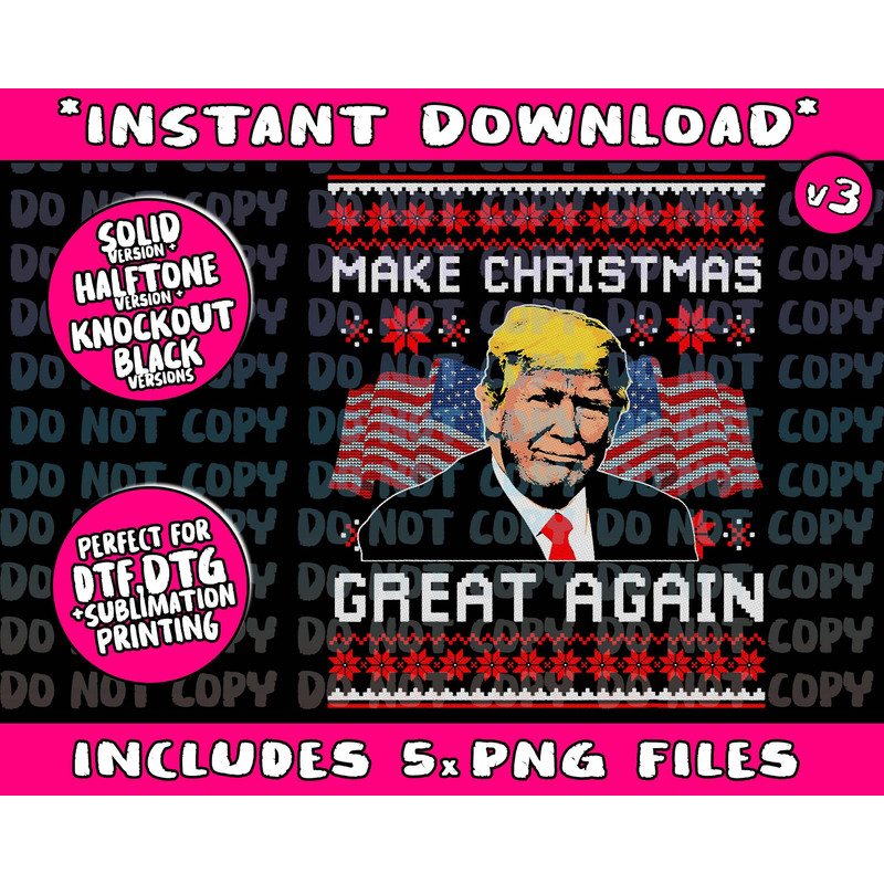 Make Christmas Great Again Shirt - Trump Ugly Christmas Gift Png Bundle, Trending Png, Popular Printable - 1.jpg