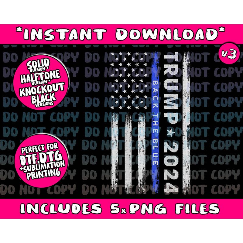 Pro Trump 2024 Back The Blue Thin Blue Line American Flag - 1.jpg
