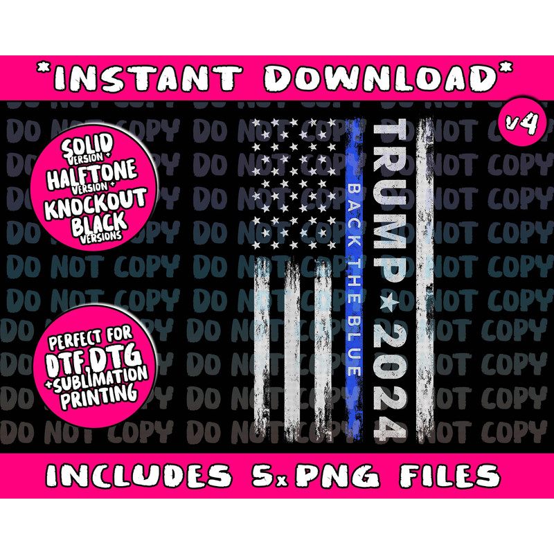 Pro Trump 2024 Back The Blue Thin Blue Line American Flag - 4.jpg