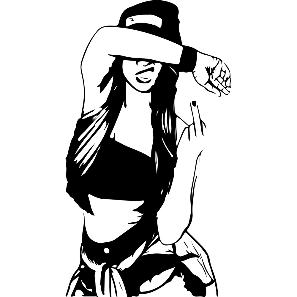 girl showing middle finger .png