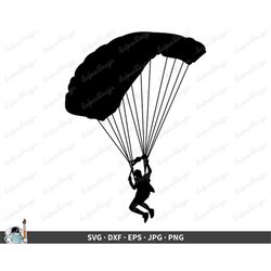 Parachute SVG  Skydiving Clip Art Cut File Silhouette dxf eps png jpg  Instant Digital Download