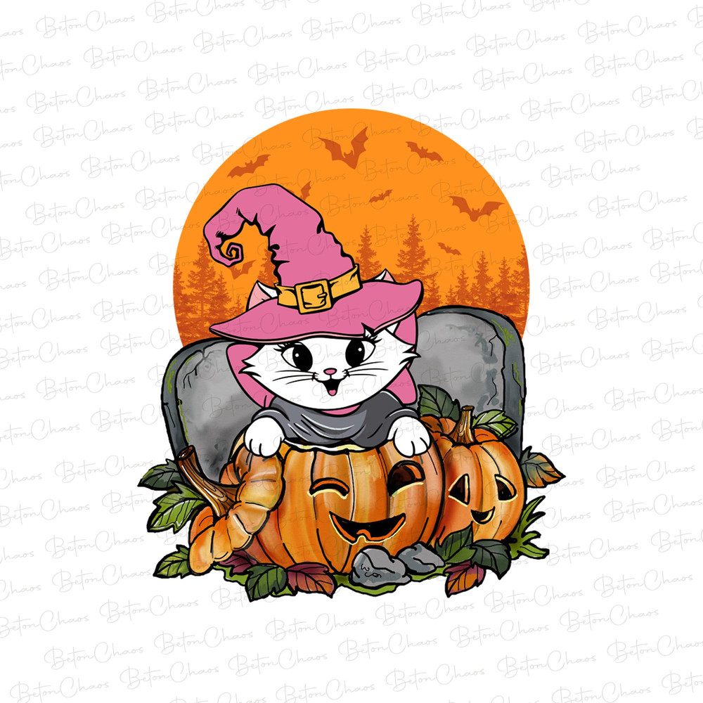 Halloween Black Cat Pumpkin Png, Baby Cat With Pumpkin Halloween Png, Pumpkin Spooky Season Png, Digital Download - 1.jpg