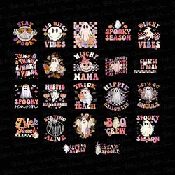 retro halloween bundle, retro halloween png, groovy halloween sublimation designs, hippie halloween png, spooky babe png