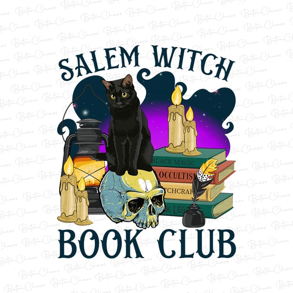 Salem Witch Book Club PNG-Halloween Sublimation Digital Desi.