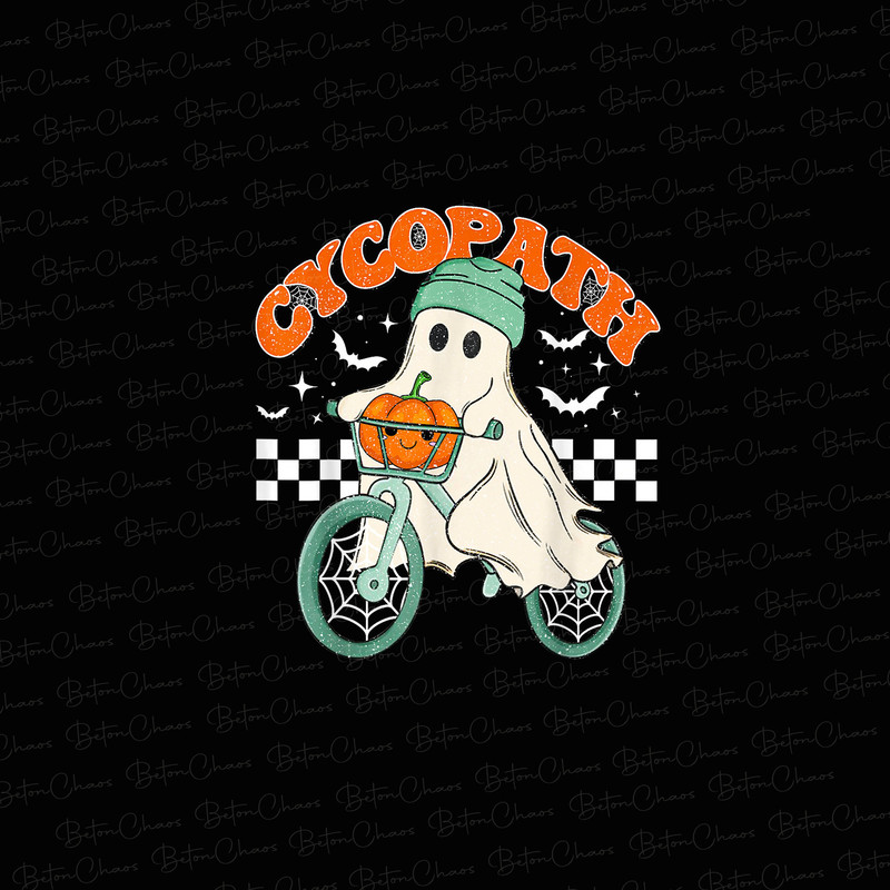 Trendy Cute Halloween PNG, Retro Cycopath Png Shirt Design, Halloween Pumpkin Boo Bicycle, Halloween Digital Download, Retro Boo Ghost Png - 1.jpg