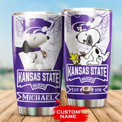 Personalized Kansas State Wildcats Snoopy All Over Print 3D Tumbler