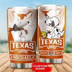 Personalized Texas Longhorns Snoopy 12 All Over Print 3D Tumbler