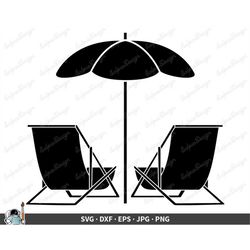 beach chairs svg  vacation clip art cut file silhouette dxf eps png jpg  instant digital download