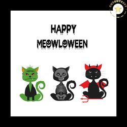 happy meowloween svg happy halloween vector svg, halloween meow gift for halloween day svg, silhouette sublimation files