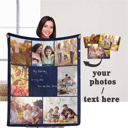 Customizable Photo Blanket,Picture Collage Blankets Gifts for him or her, Family & Friends Custom Gifts, Special Memory